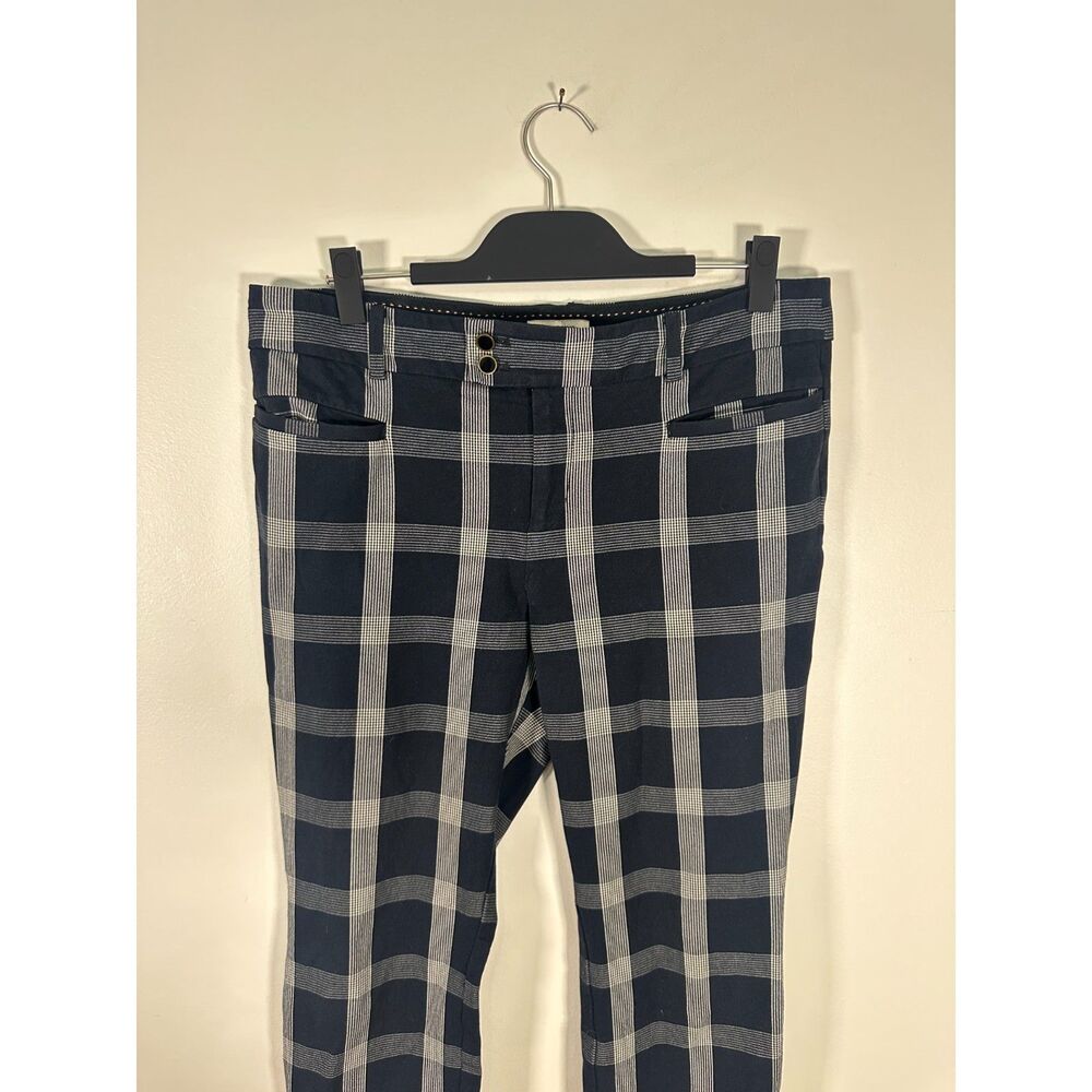 Anthropologie The Essential Slim Black White Plaid Pants Size 14 Work Preppy